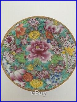 Antique Chinese Porcelain Plate Famille Rose QianLong Stamped Gold