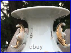 Antique Chinese Republic Porcelain Vase Gold Gilt Hand Paint Heron Egret Marked Antique Chinese Republic Porcelain Vase Gold Gilt Hand Paint Heron Egret Marked