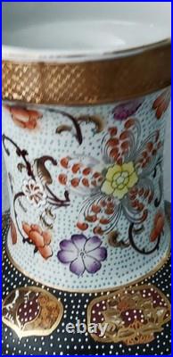 Antique Chinese Warriors Mountains Flowers Porcelain On Rised Finish Gold Gilt