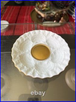 Antique Coalport Porcelain china Rococco tea cup saucer c1885 gold white museum