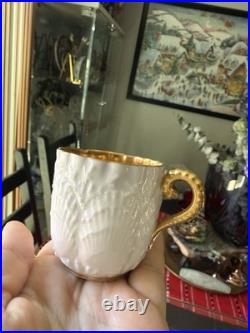 Antique Coalport Porcelain china Rococco tea cup saucer c1885 gold white museum