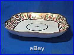 Antique Derby China hand painted heavy gold trim square serving bowl ca. 1820