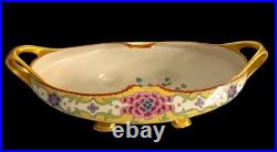 Antique Elite France Limoges Porcelain Footed Centerpiece Bowl Gold Floral