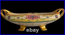 Antique Elite France Limoges Porcelain Footed Centerpiece Bowl Gold Floral