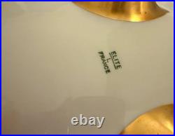 Antique Elite France Limoges Porcelain Footed Centerpiece Bowl Gold Floral