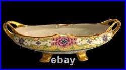 Antique Elite France Limoges Porcelain Footed Centerpiece Bowl Gold Floral