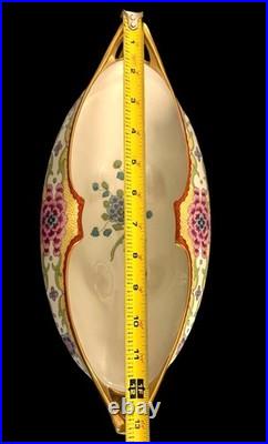 Antique Elite France Limoges Porcelain Footed Centerpiece Bowl Gold Floral