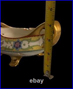 Antique Elite France Limoges Porcelain Footed Centerpiece Bowl Gold Floral