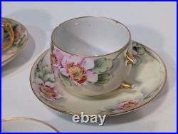 Antique Emily Chase Hand Painted China Floral Tea Set, Bavaria, Limoges, Gold