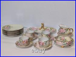 Antique Emily Chase Hand Painted China Floral Tea Set, Bavaria, Limoges, Gold