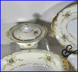 Antique Empress China Gold Accented Blue Floral Trim Serving Pieces