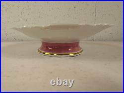Antique English Porcelain Low Compote with Pink Gold & Painted Flowers Decoration