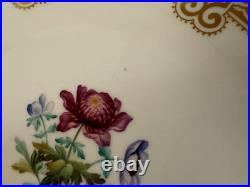 Antique English Porcelain Low Compote with Pink Gold & Painted Flowers Decoration