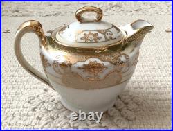 Antique GOLD-ENCRUSTED Noritake Gold & White Creamer with Lid, MINT