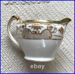 Antique GOLD-ENCRUSTED Noritake Gold & White Creamer with Lid, MINT