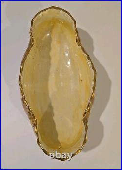 Antique German Hand Painted Gold Gilt Oval Bowl Bavaria Foot Floral Porcelain