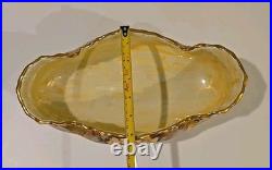 Antique German Hand Painted Gold Gilt Oval Bowl Bavaria Foot Floral Porcelain
