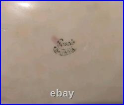 Antique German Hand Painted Gold Gilt Oval Bowl Bavaria Foot Floral Porcelain