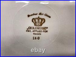 Antique GoldRose Pat. Applied For Baverio plates #140 china 8 pieces Diameter 10