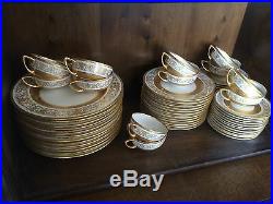 Antique Gold Porcelain/China Dinnerware 12 Place Settings Painted by Black Night