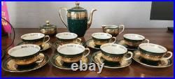 Antique Green Gold Encrusted Tea Set 21 pc 1920s RW Wachter Haviland Bavaria VG+