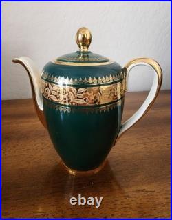 Antique Green Gold Encrusted Tea Set 21 pc 1920s RW Wachter Haviland Bavaria VG+