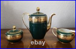 Antique Green Gold Encrusted Tea Set 21 pc 1920s RW Wachter Haviland Bavaria VG+
