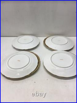 Antique Hand Painted Floral Cabinet Plates Cobalt Blue Gold Gilt ABPearce Set 12