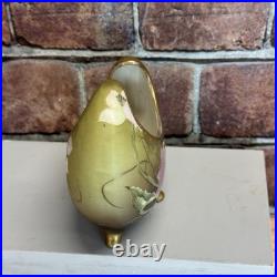 Antique Hand Painted Nippon Porcelain Vase Crescent Moriage Lotus Gold Accents
