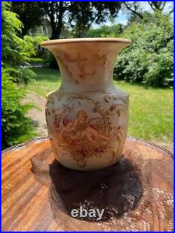 Antique Hand painted China Vase Cherubs Collectible Porcelain Gold Gilded Vase