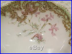 Antique Haviland Limoges China Porcelain Shell & Seaweed Oyster Plate Green Gold
