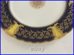 Antique Haviland Limoges France Porcelain Plate Cobalt & Gold Dec. With Snowflake