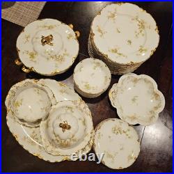 Antique Haviland Limoges France The Princess Gold Dinnerware Set 31 Pc Pre-1930