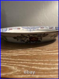 Antique Heavy Chinese Porcelain Serving Platter Cobalt Blue Gold Trim