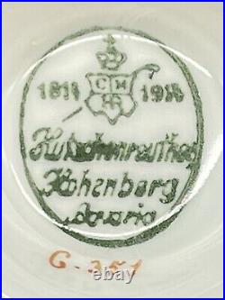 Antique Hutschenreuther Hohenberg Bavaria Orange 1814-1914 Gold Coffee Cup Set