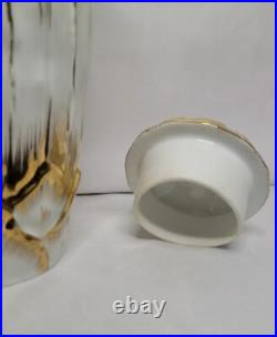 Antique Hutschenreuther LHS Porcelain Pitcher White 22k Gold Gilded 6.5