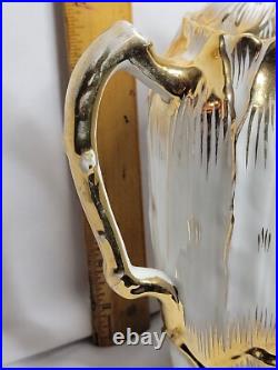 Antique Hutschenreuther LHS Porcelain Pitcher White 22k Gold Gilded 6.5