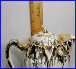 Antique Hutschenreuther LHS Porcelain Pitcher White 22k Gold Gilded 6.5