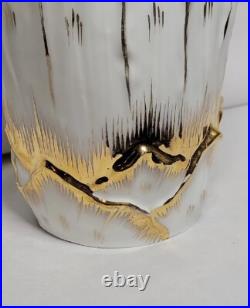 Antique Hutschenreuther LHS Porcelain Pitcher White 22k Gold Gilded 6.5