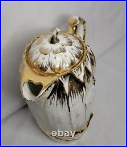 Antique Hutschenreuther LHS Porcelain Pitcher White 22k Gold Gilded 6.5