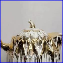 Antique Hutschenreuther LHS Porcelain Pitcher White 22k Gold Gilded 6.5