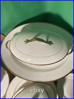 Antique JPL Limoges France Porcelain China Dinner Set Gold Trim 90 pc read desc