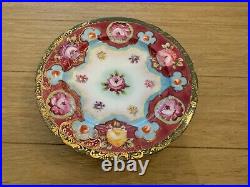 Antique Japanese Nippon Porcelain Set of 6 Plates with Painted Flowers & Gold Dec