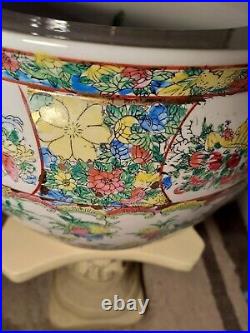 Antique Large Chinese Oriental Court Pottery Porcelain Fish Bowl Planter 14