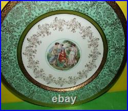Antique Le Mieux China Hand Decorated 24 KT gold Set of 4 Dinner Plates 10 1/4