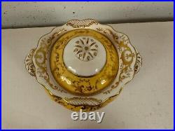 Antique Likely English Porcelain Covered Dish w Gold Floral Decporation Paw Feet