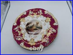 Antique Likely English Porcelain Plate Red & Gold Painted Landscape & Castle Dec