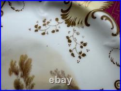 Antique Likely English Porcelain Plate Red & Gold Painted Landscape & Castle Dec