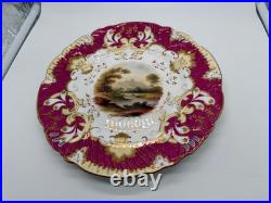 Antique Likely English Porcelain Plate Red & Gold Painted Mountain Landscape Dec