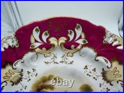 Antique Likely English Porcelain Plate Red & Gold Painted Mountain Landscape Dec